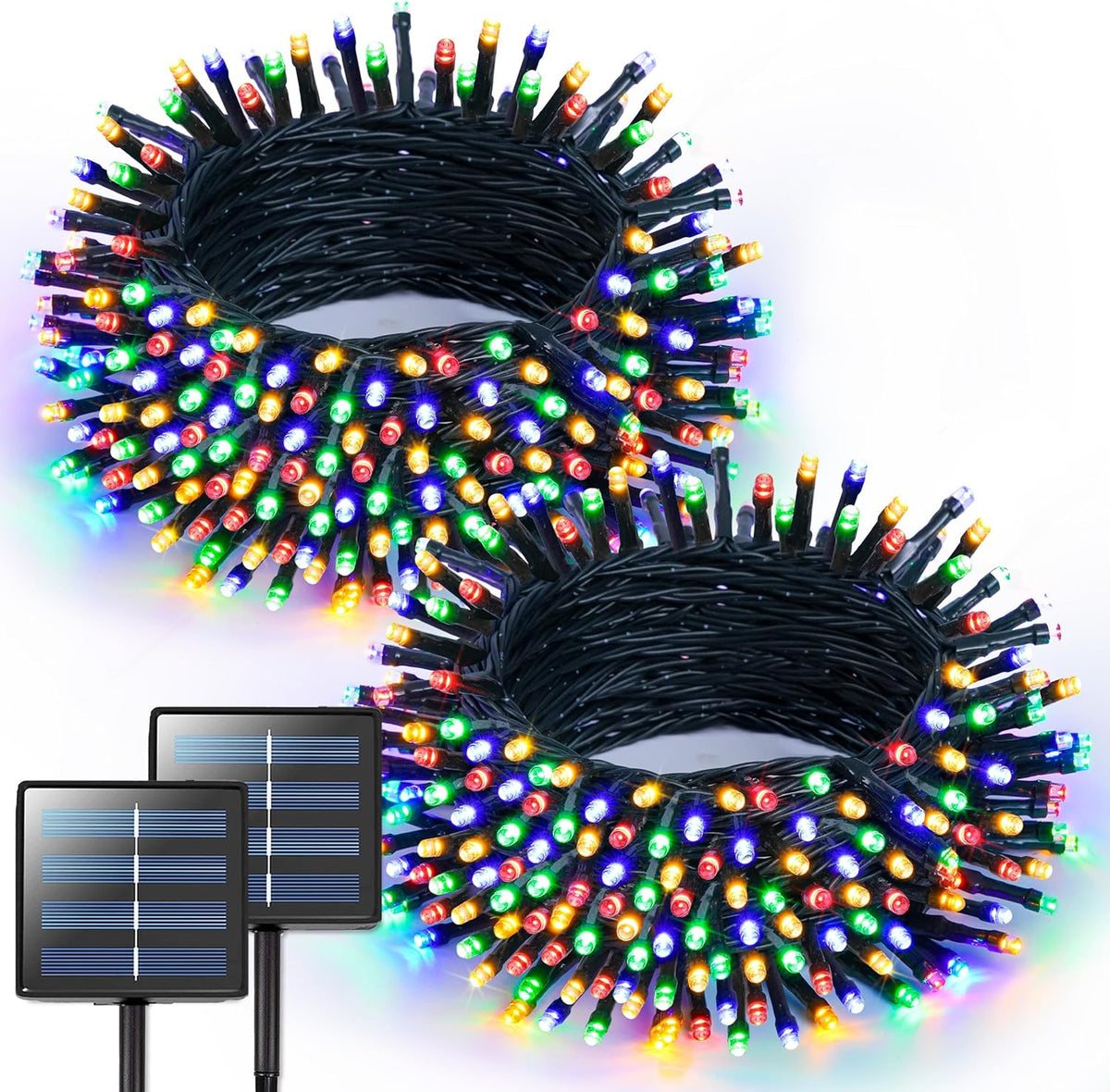 JMEXSUSS 2 Pack Solar Christmas Lights Outdoor Waterproof, Total 400LED 151FT Multi Colored Christmas Lights, 8 Modes Solar String Lights for Outside Tree Patio Garden Xmas Christmas Decorations