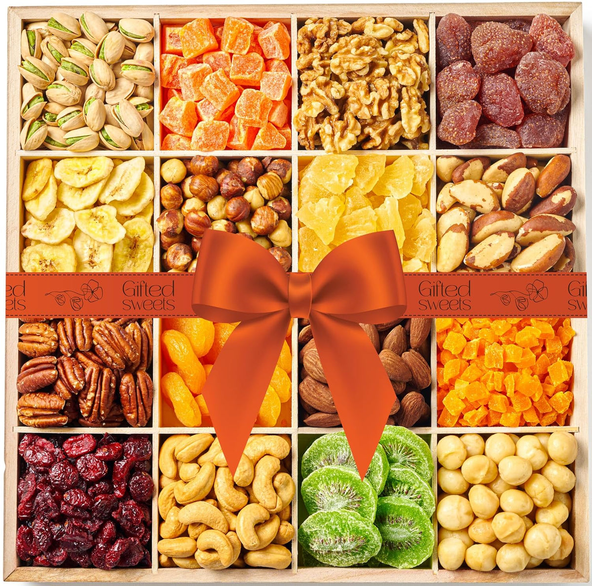 Nuts & Dried Fruit Gift Basket - XX- Large 16 Assortment of Sweet & Roasted Salted Nuts & Dried Fruit - Assorted Food Gift Box Birthday, Family, Sympathy, Men & Women