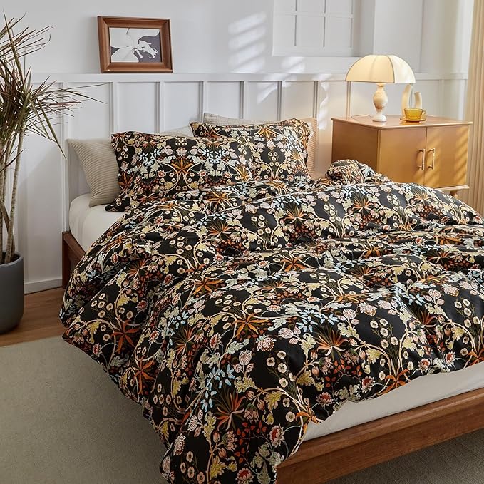 Vintage Floral Comforter Set Twin XL Botanical Flowers Pattern Paisley Comforter with 2 Pillowcases Soft Fluffy Lightweight Floral Bedding Set Vibrant Bohemian Flowers Comforter Set for All Seasons