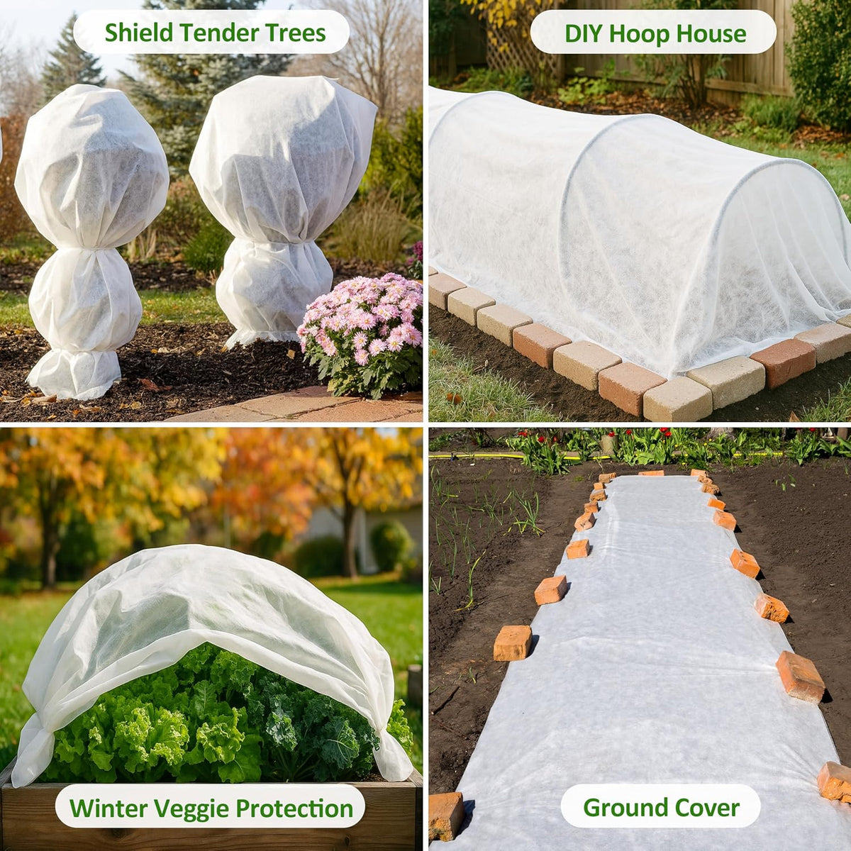 Gardzen 1.5 oz Plant Covers Freeze Protection, Reusable 10ft x 10ft Floating Row Covers, Thicker Frost Blankets for Outdoor Plants, Pests Protection, White