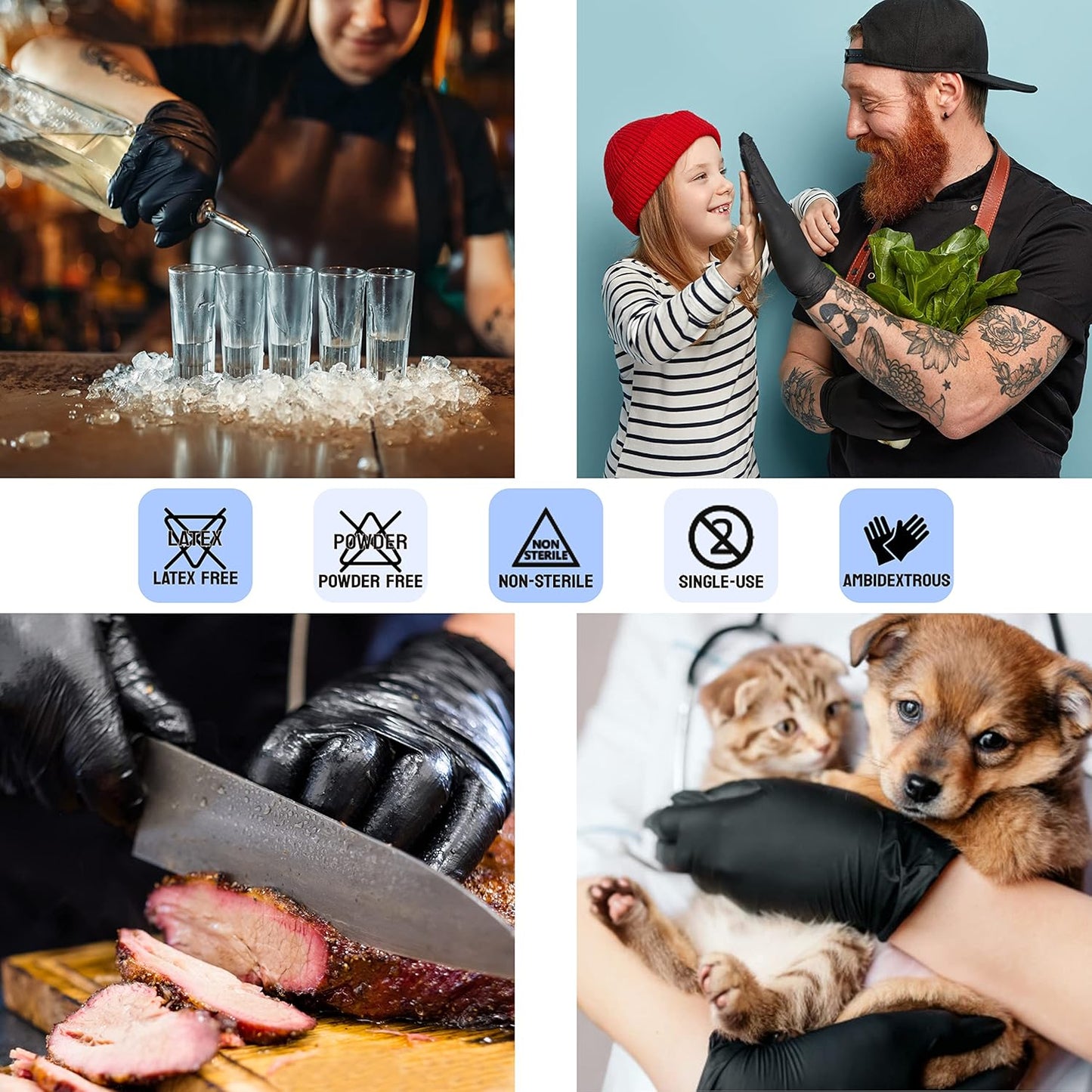 SAFE HEALTH Nitrile Black Industrial Disposable Gloves-XL 3.5 Mil Box of 90 Powder Free-Latex Free Tattoo-Beauty Salon-Hair Nail Studio-Auto Repair-Car Maintenance-Household-Daily