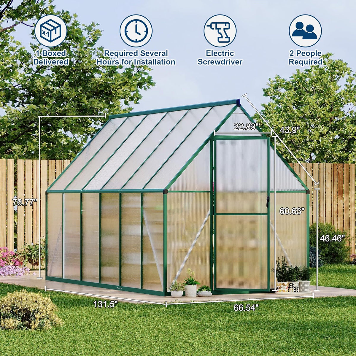 6'X11' Aluminum-Framed Polycarbonate Greenhouse, Heavy Duty Polycarbonate Greenhouse with Quick Setup Structure and Roof Vent, Large Enhanced Aluminum Greenhouses Kit for Outdoors