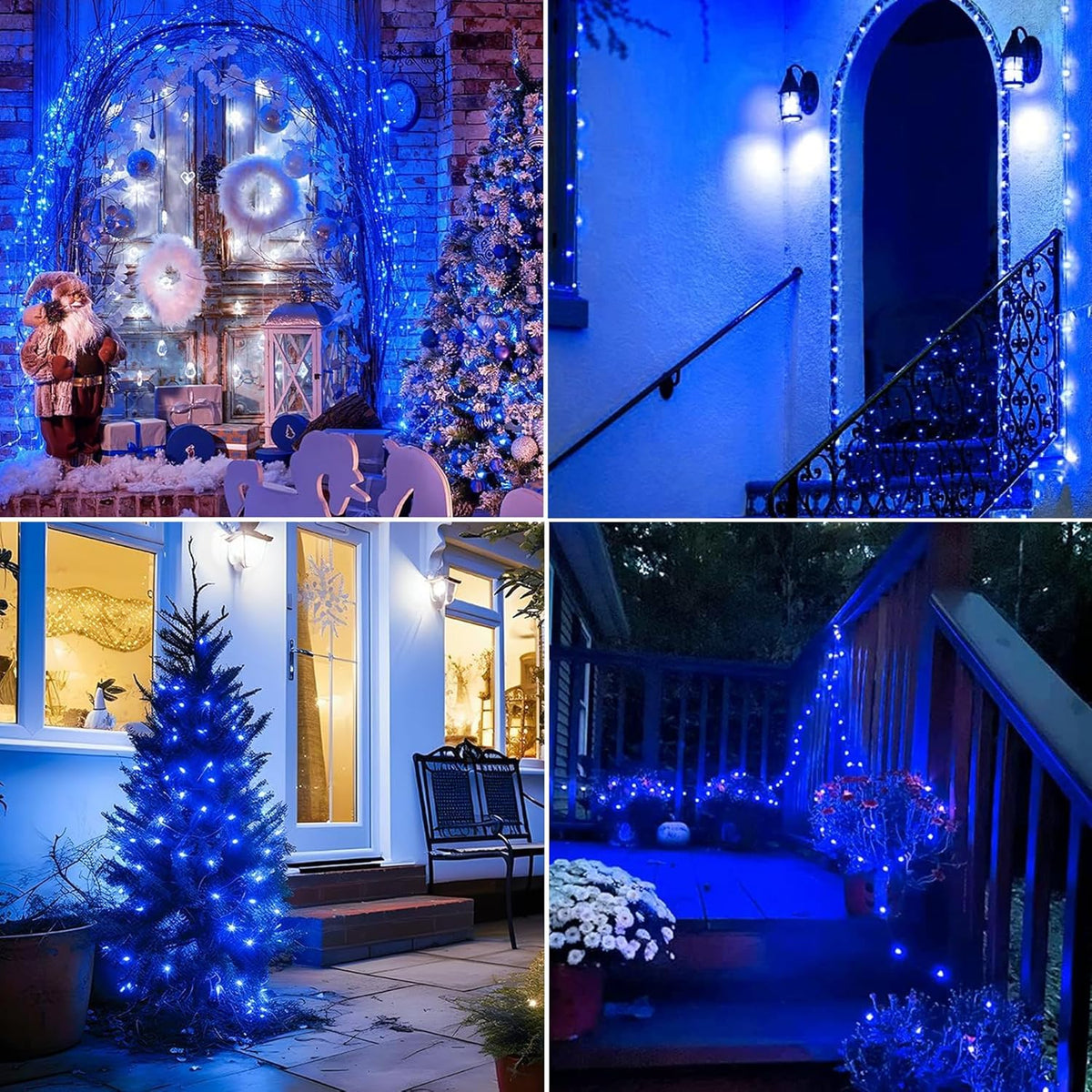 Joomer Solar Fairy Lights, 2-Pack Total 80FT 240LED Solar String Lights Outdoor Waterproof 8 Lighting Modes for Fence Party Garden Patio Yard Home Holiday Tree Outdoor Decoration (Blue)