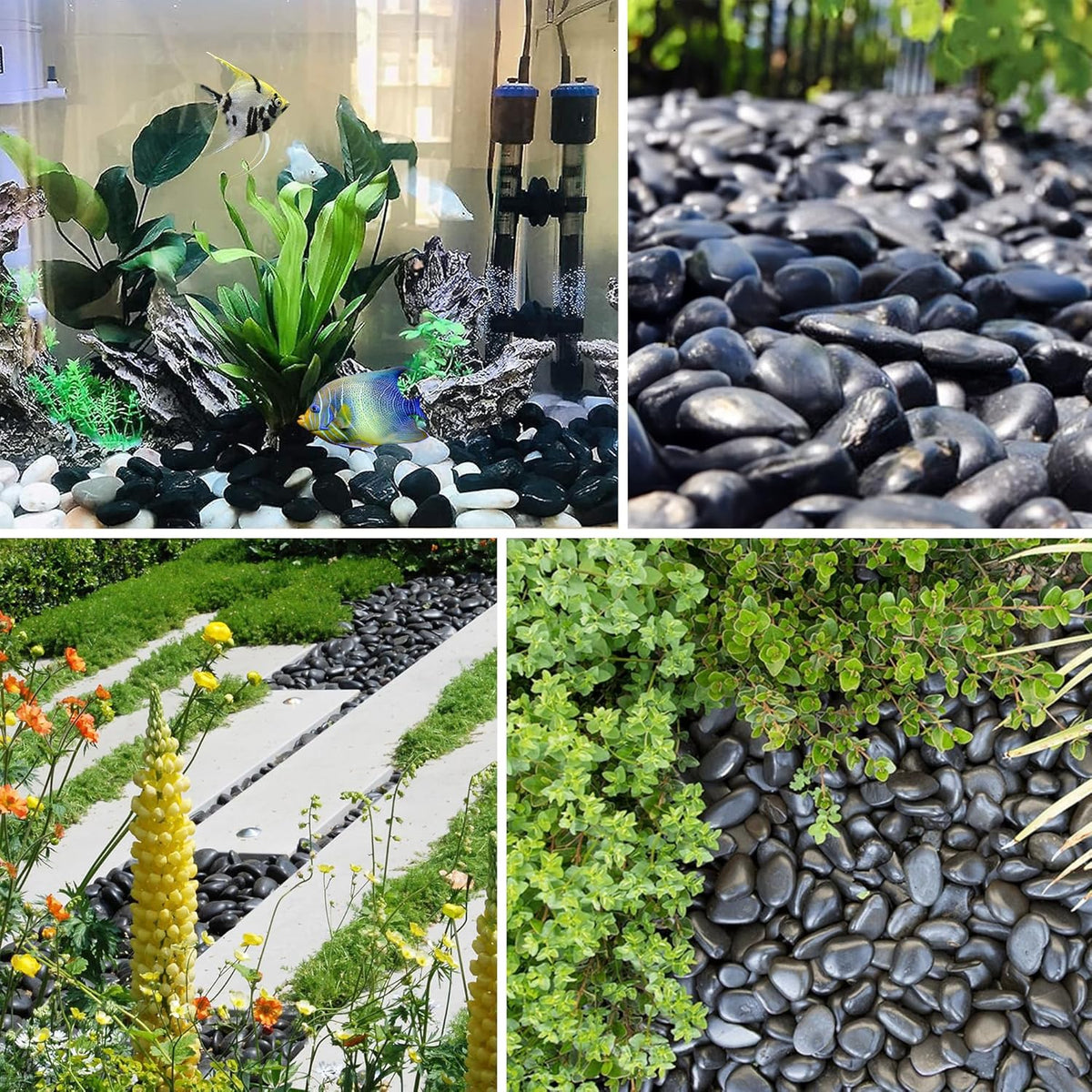 10lbs Black River Rocks, 2-3 Inch Large Pebbles for Indoor Plants, Natural High Polished Decorative Stones for Vase Filler Fish Tank