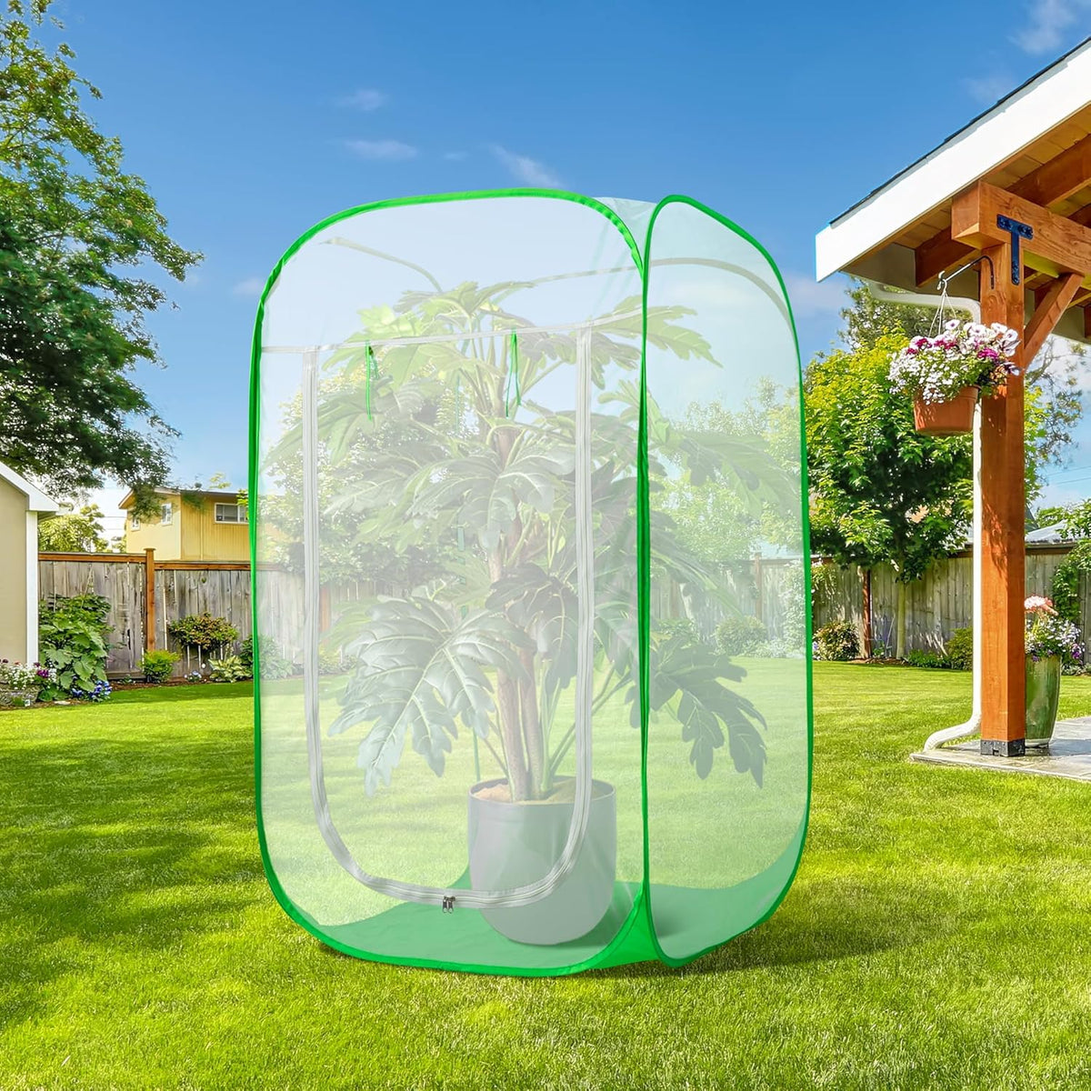 48" x 28" x 28" Pop Up Garden Mesh Plant Cover, Plant Protectors Mesh Plant Enclosure, Garden Net Cage Pest Protection Guard Tent with Storage Bag for Protect Plant Vegetable Fruit from Birds Insects