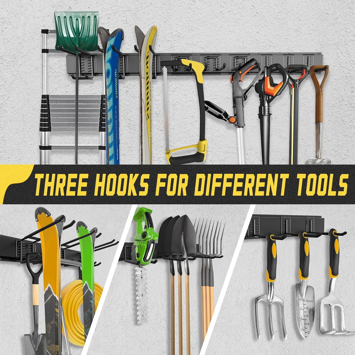 Garage Wall Organizer,15Pack Carries 675 lbs,Garden Tool Organizer 48in With Large Storage Space,Easy Assembly, Sturdy Design,for Efficient Tool Storage Garage Organization