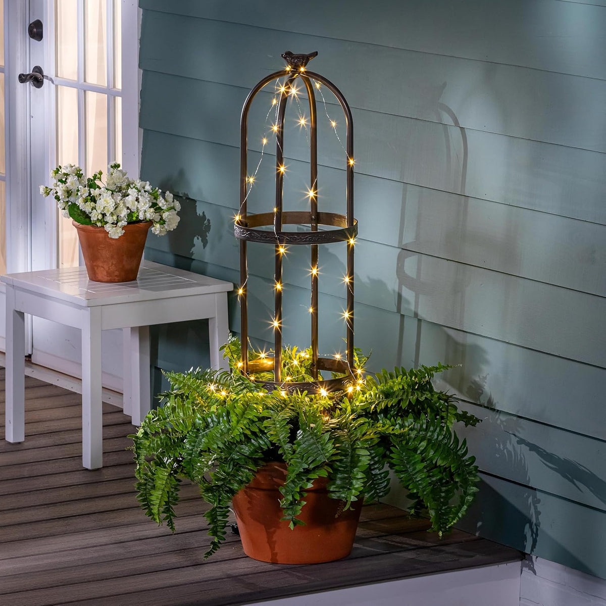 Evergreen 7 Feet Garden Metal Garden Obelisk Trellis for Climbing Plants Outdoor | Indoor Plant Trellis for Potted Plants | Floral Pattern Arch Trellis | Bronze
