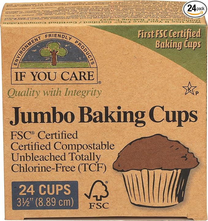 If You Care Unbleached Cupcake Liner Baking Cups - 24 Pack of 24-Count Boxes – Extra Large Jumbo Size - Made of Silicone Coated, Greaseproof Parchment Paper, Compostable Muffin Holders