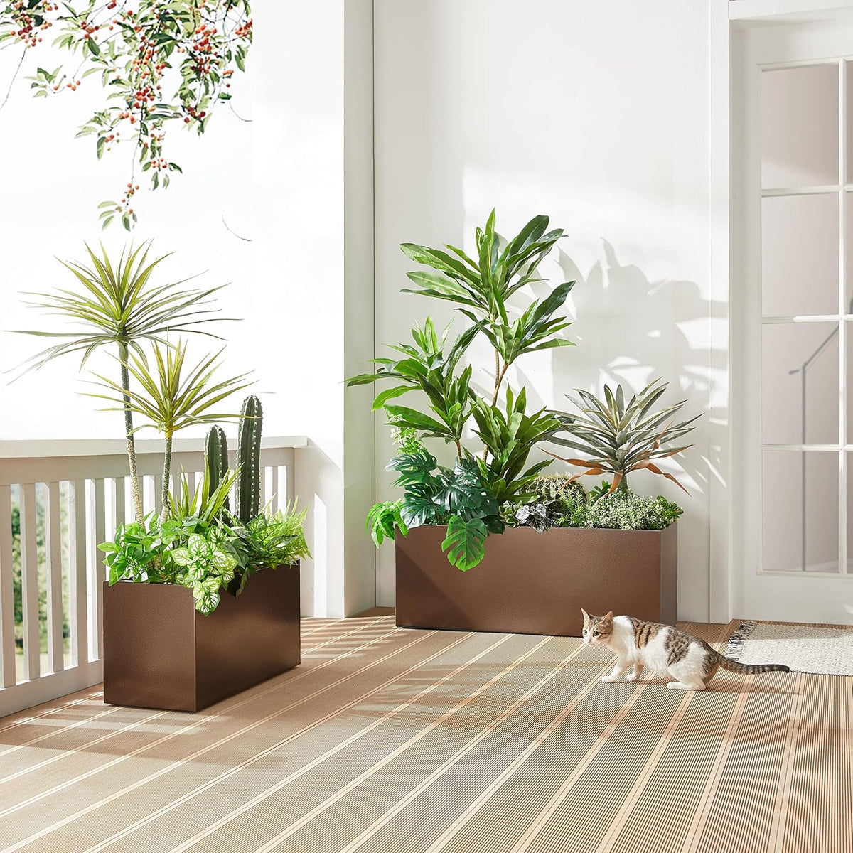 Metallic Heavy Long and Large Outdoor/Indoor Planter Box, 38”Lx15”Wx15”H, 40Pounds, Espresso