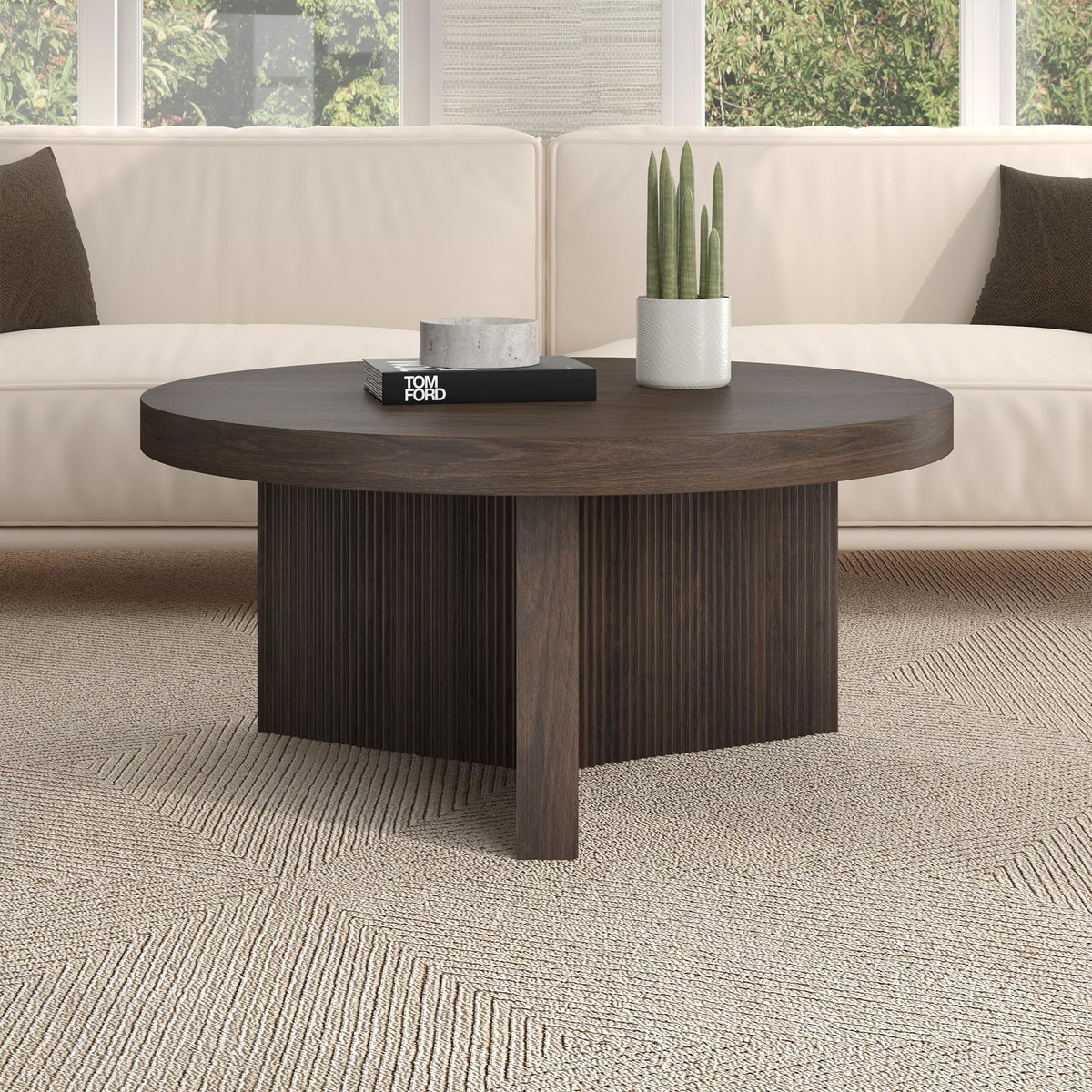 32" Scandinavian Fluted Coffee Table