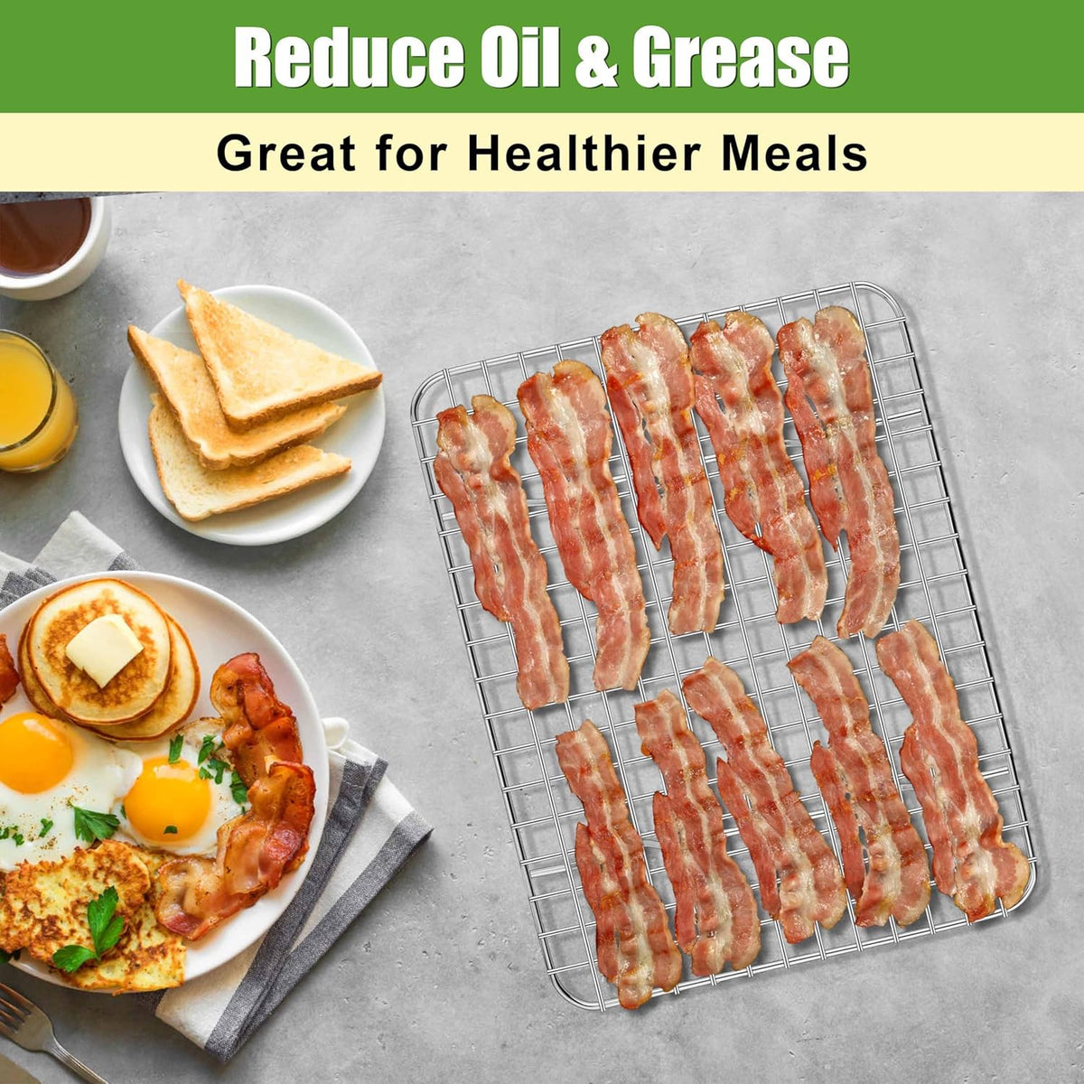 Homikit 2 Pack Cooling Rack Set, 8.7" x 6.3" Stainless Steel Baking Rack for Bacon Bread Pizza, Mini Metal Wire Oven Racks for Cooking Fit Small Toaster Oven Pan, Rust Free & Dishwasher Safe