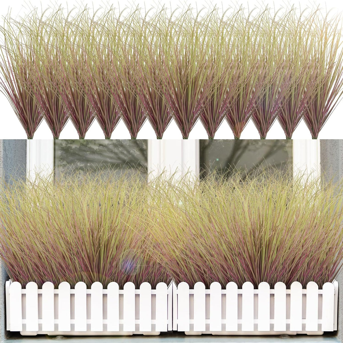 36Pcs Artificial Grass Plants, Faux Shrubs Wheat Grass, Artificial Tall Grass Fake Plants for Outdoor Decor,Artificial Greenery Stems Weed for Room Indoor Home Decor（Light Purple）