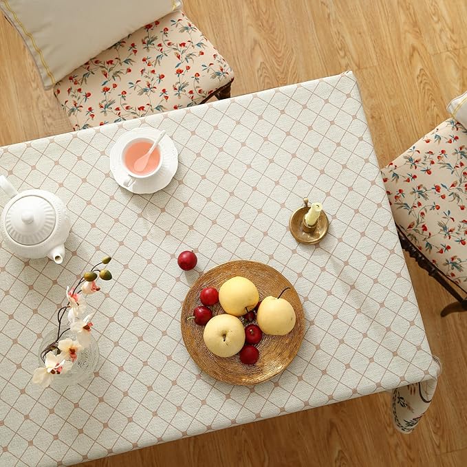 ISAENNE Designer Vintage Linen Floral Long Rectangle Tablecloth,Fall Colorful Modern Table Cloth,Anti-Wrinkle Decor Tablecloths for Dining Thanksgiving Kitchen Christmas,63"*94"-Bertina E