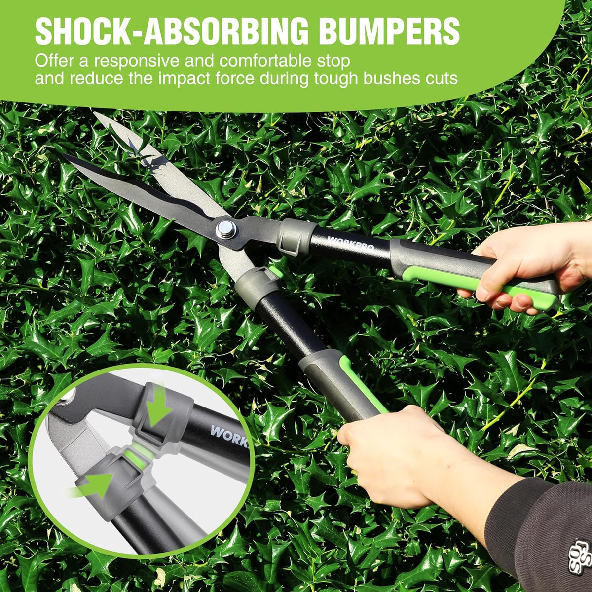 WORKPRO Garden Hedge Shears, 23" Manual Hedge Clippers, Professional Bush Cutter, Gardening Pruners Scissors, Hedge Trimmers, Shears Gardening Tools for Pruning Borders & Shrubs
