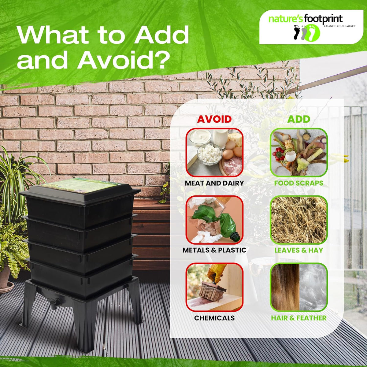 Worm Factory® 360 Black US Made Composting System for Recycling Food Waste at Home – 4 Trays for Efficient Vermicomposting – Durable, Space-Efficient Design, Easy to Assemble, No Odor