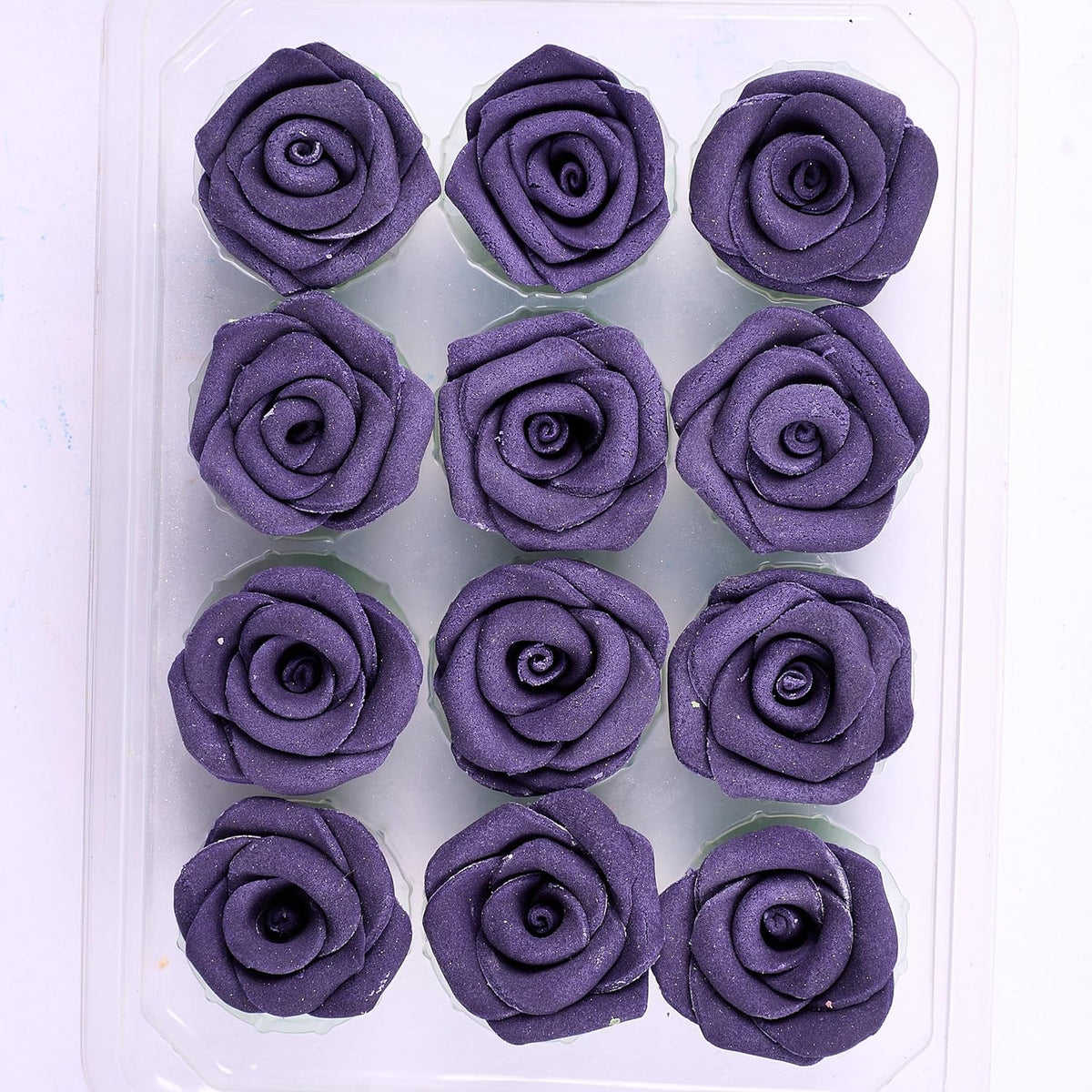 Confect Edible Rose Topper -Edible True Purple Rose Toppers for Cake & Cupcake - Edible Roses for Desserts- Vegan, Gluten-Free, Nut-Free, Dairy-Free, Palm Oil-Free - Pack of 12