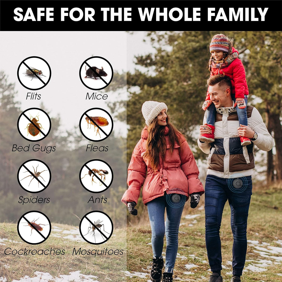Black Ultrasonic Tick & Flea Repeller – Rechargeable and Portable Protection – Uses High-Frequency Technology to Keep Ticks and Fleas Away – Safe for People and Pets, Perfect for Outdoor Use