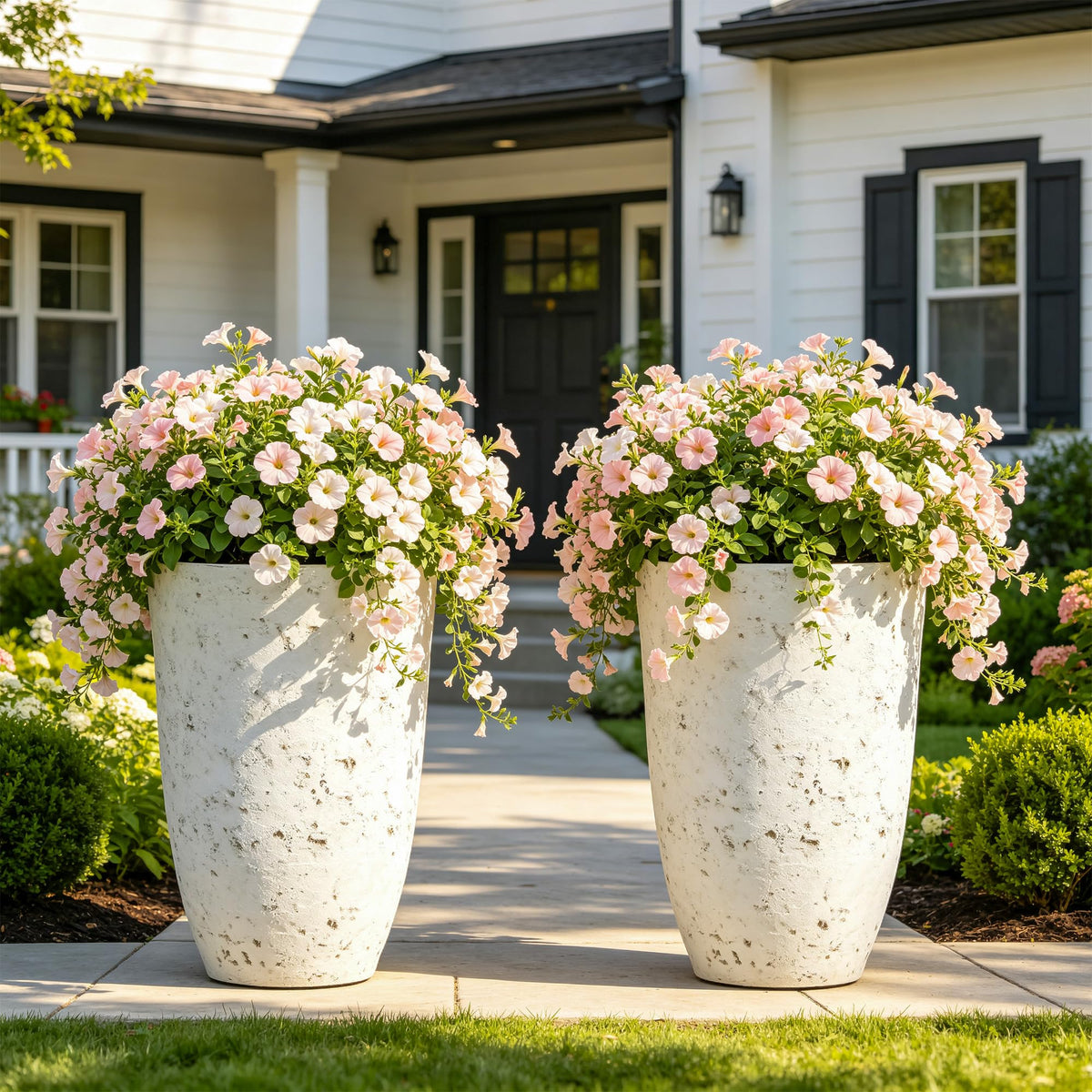 Autodaya 19.5" Resin Tall Planters for Outdoor Plants (2 Count)
