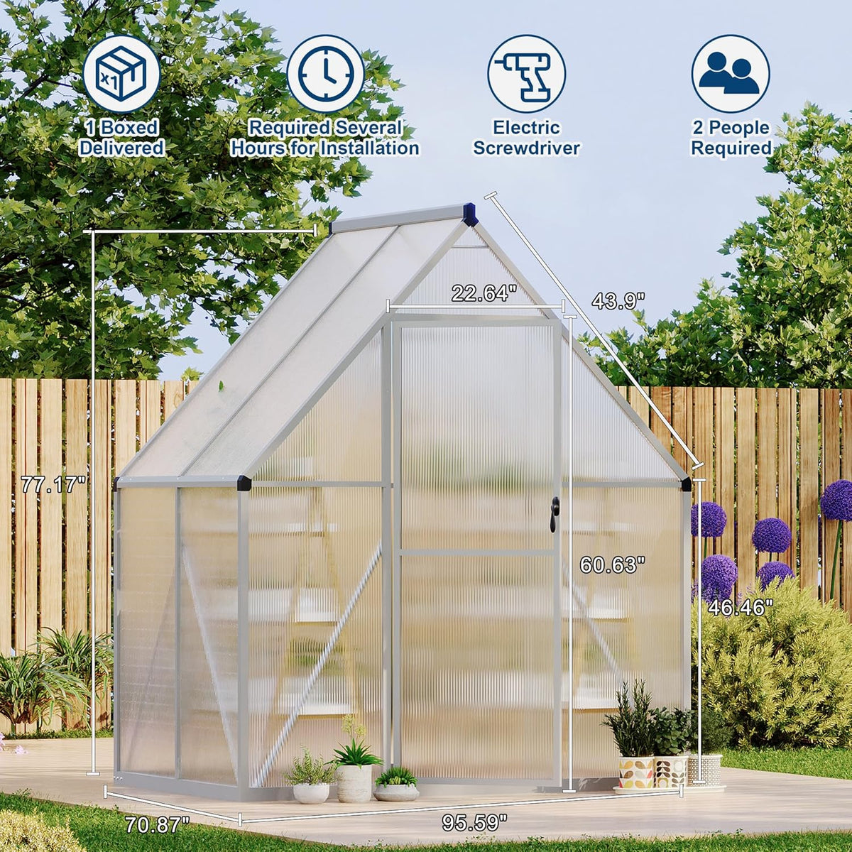 6'X4' Aluminum-Framed Polycarbonate Greenhouse, Heavy Duty Polycarbonate Greenhouse with Quick Setup Structure and Roof Vent, Large Enhanced Aluminum Greenhouses Kit for Outdoors