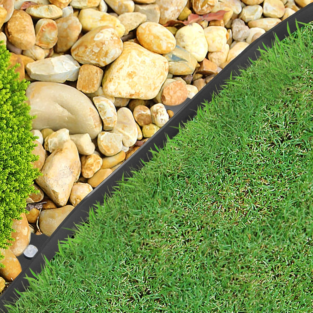Gardzen 1.5" x 60' Landscape Edging Kit, Garden Edging Coil Comes with 60 Pcs Spikes, No Dig Lawn Border Design