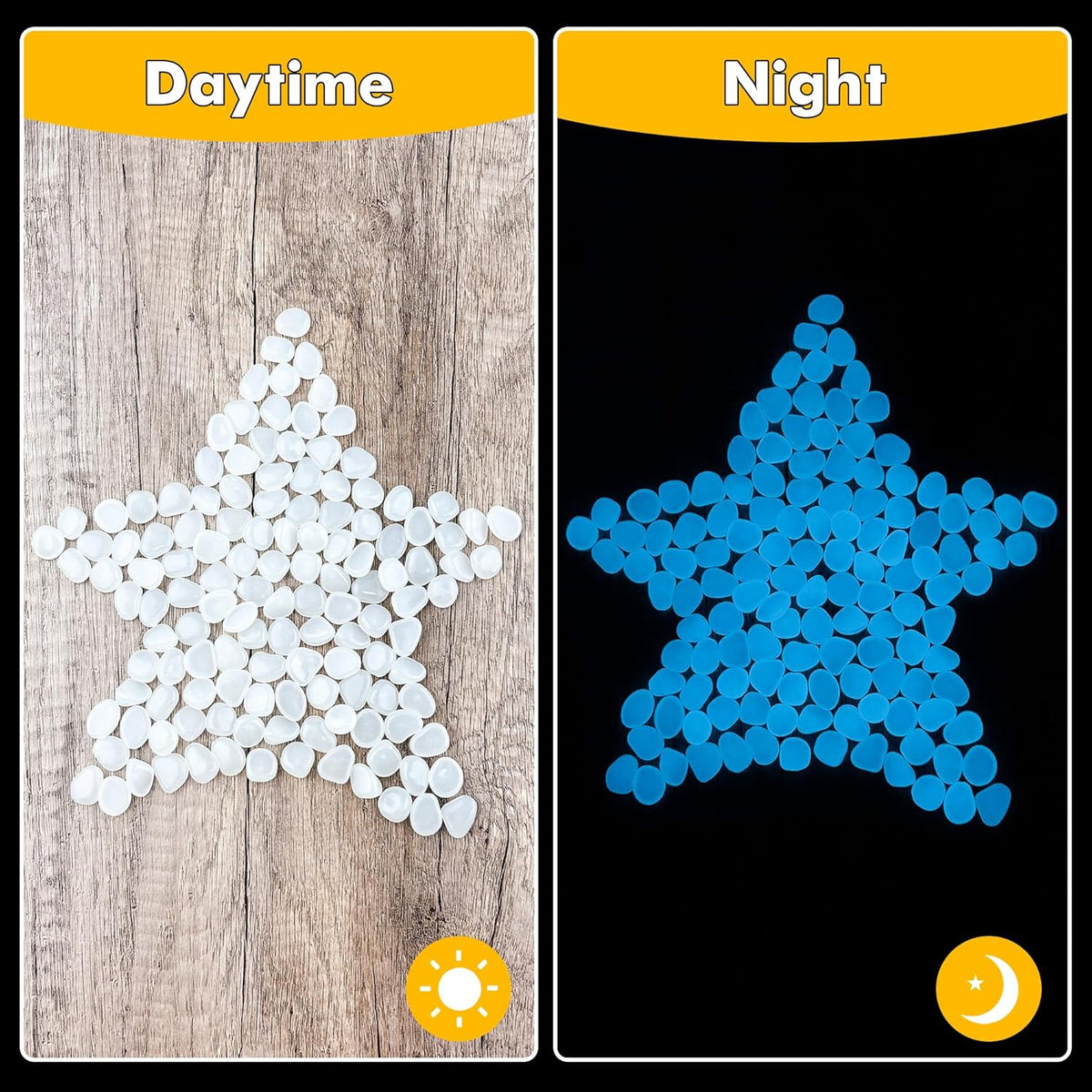 Glow in The Dark Rocks Outdoor Garden Pebbles Stones, 2.2Lbs White Fish Tank Glow Rocks Resin Glowing Pebbles for Garden/Aquarium/Planter/Walkway/Driveway