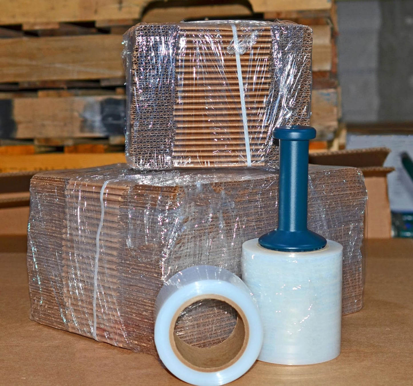 WOD SFCB80 Heavy Duty Hand Stretch Film Wrap 80 Gauge Thick with Dispenser - Clear Shrink Wrap Ideal for Moving, Packing, & Palletizing Applications: 5" in. x 1000 Ft (12-Rolls)