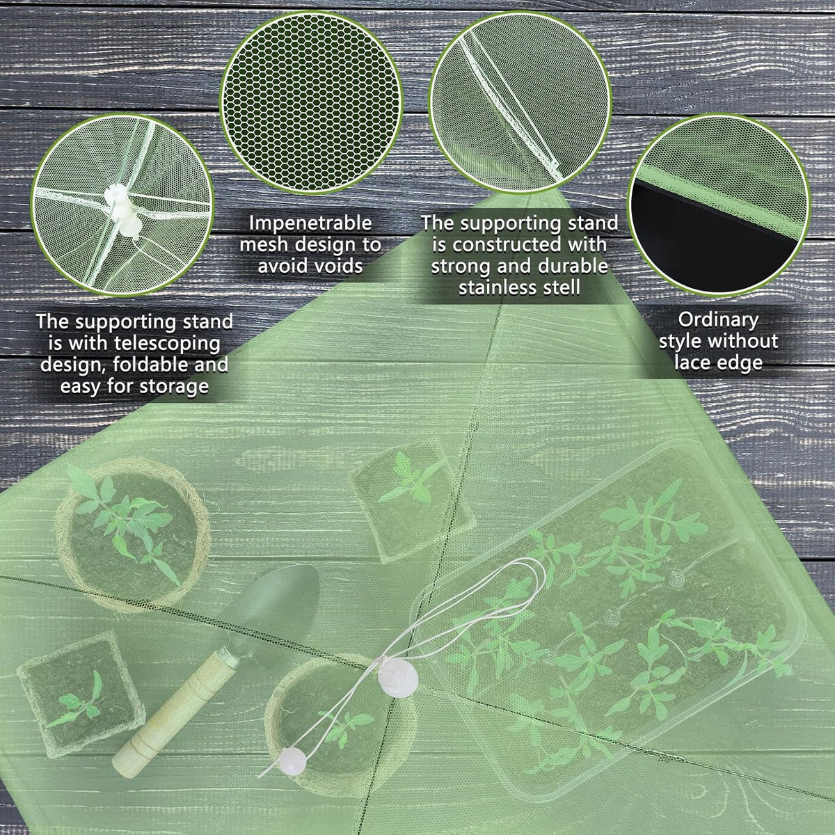 Sawysine 4 Pack Mesh Plant Cover Reusable Screen Cloche Dome Plant Protector Tent Collapsible Umbrella for Outdoor Garden Greenhouse Vegetable Flowers Strawberry from Animals(24 x 24 Inch,Green)
