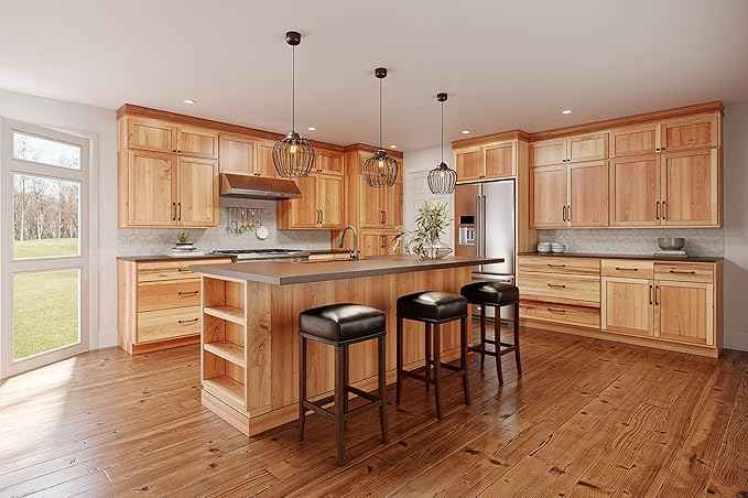Quicklock RTA (Ready-to-Assemble) 42" Tall Wall Kitchen Cabinets - Shaker Style | 100% Hardwood | Made in America | Soft Close Hardware (Rustic Hickory, 12" D x 30" W x 42" H)