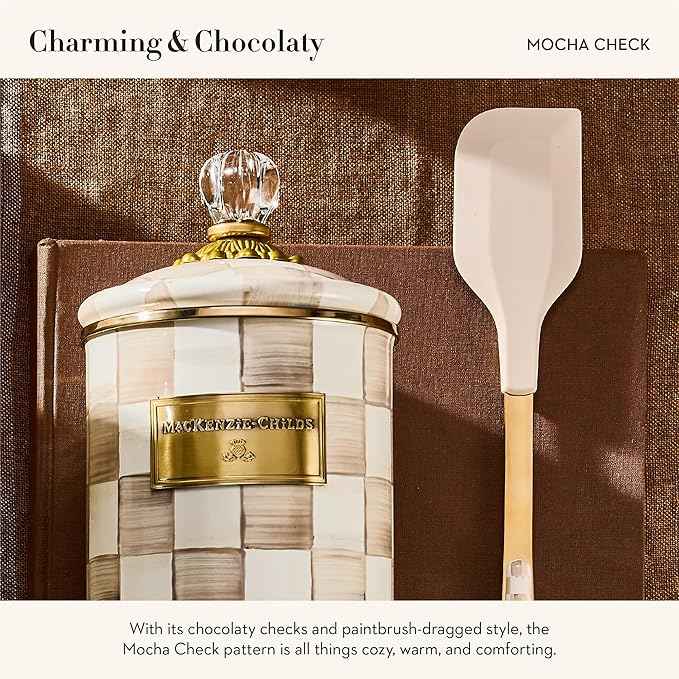 MACKENZIE-CHILDS Kitchen Spatula, Silicone Spatula for Cooking, Brown-and-White Mocha Check