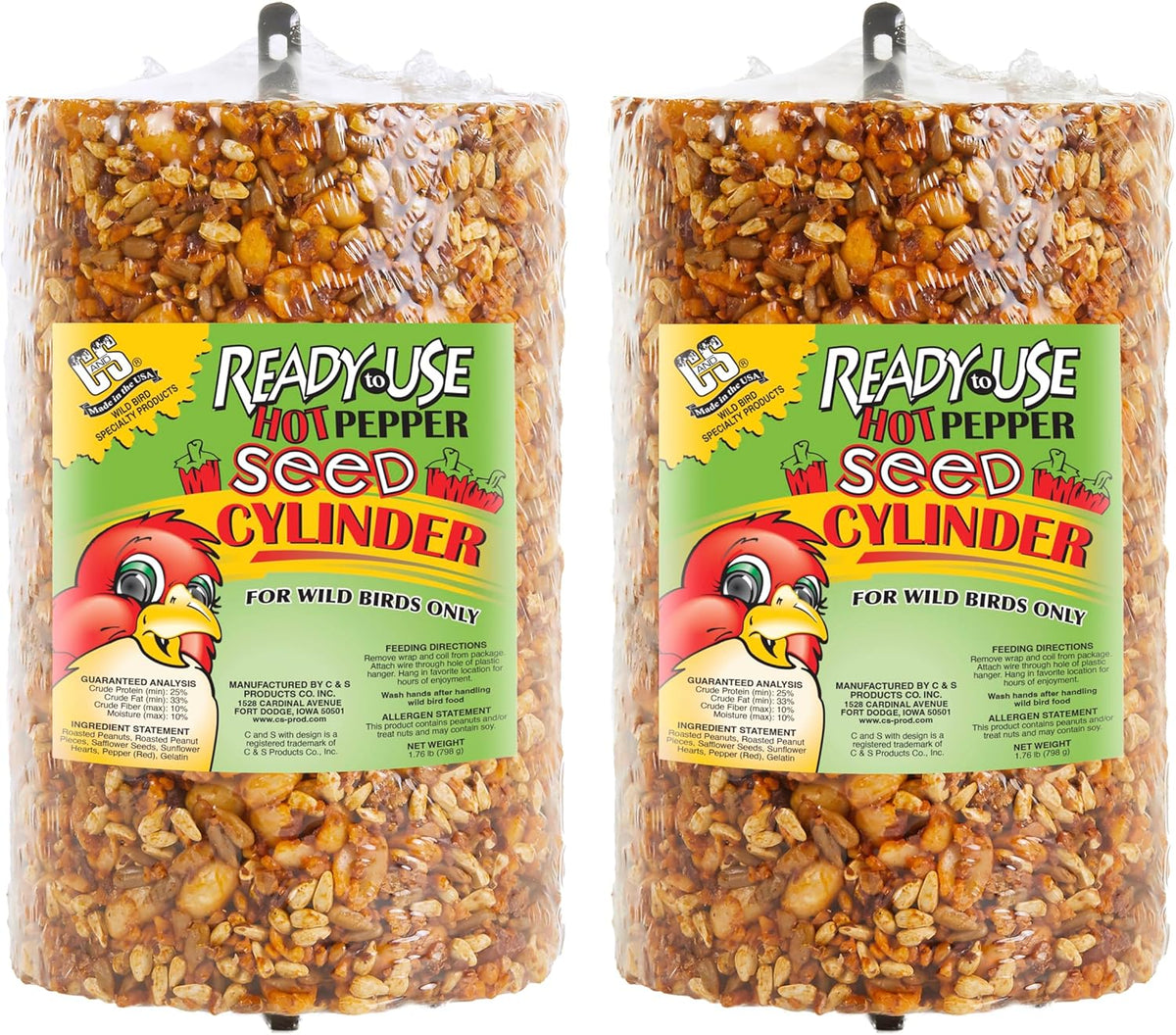 C&S Ready to Use Hot Pepper Seed Cylinder 1.76 Pounds 2 Pack
