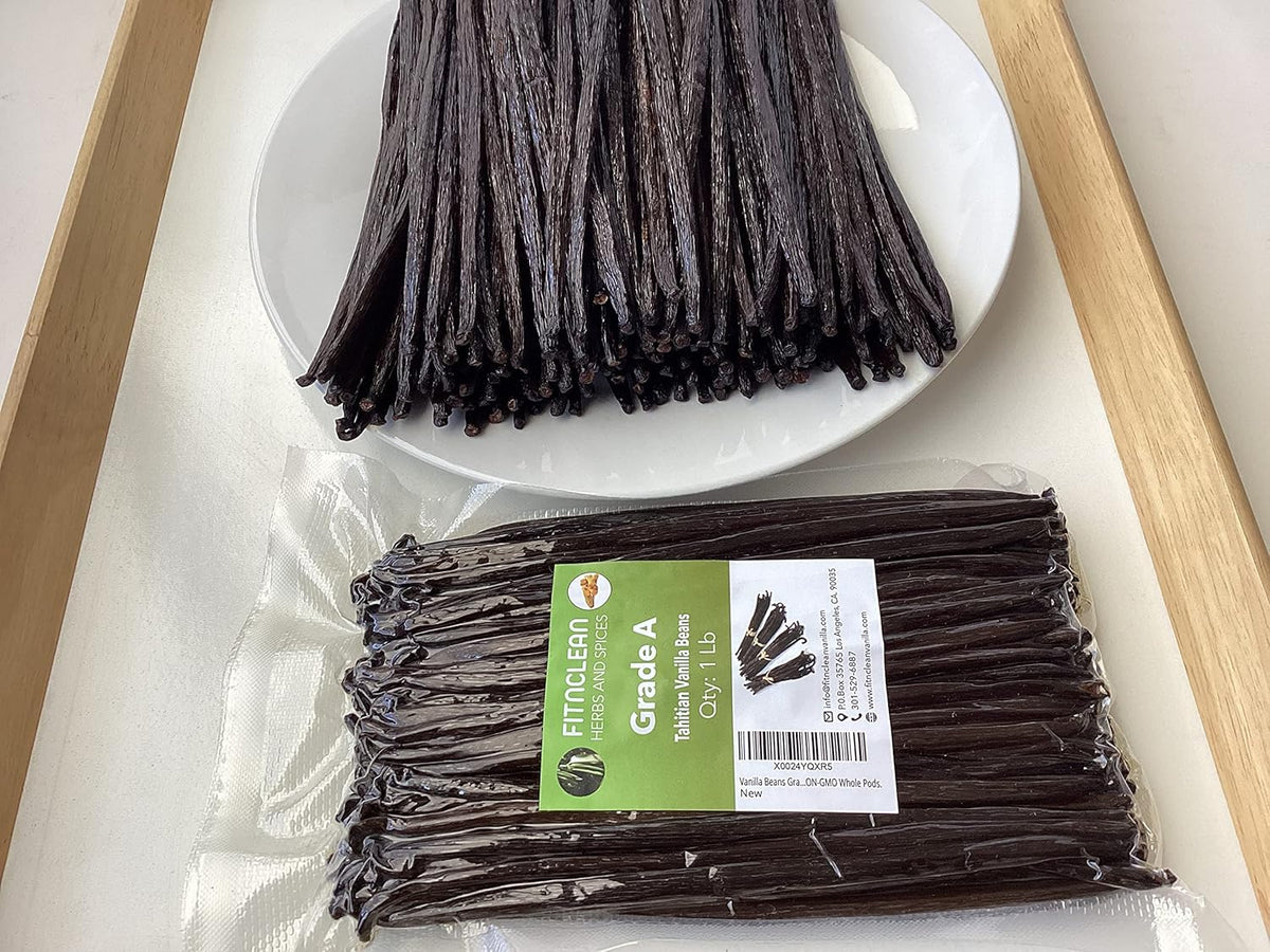 16oz Tahitian Vanilla Beans Grade A. 6"-7" Bulk for Extract, Cooking and Baking by FITNCLEAN VANILLA| 1Lb Fresh Gourment Natural NON-GMO Whole Pods