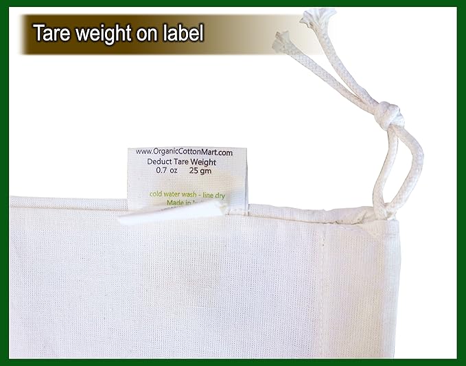 Nut Milk Bag - Reusable produce Sacks - Vegetable Cotton Muslin Bags for Refrigerator, Storing potato, Large and Washale Hemp Bags (3 Large - 12"x15")