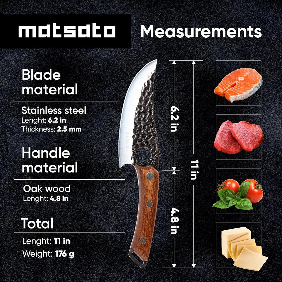 Chef Knife - Perfect Kitchen Knive for Cooking, Chopping. Japanese Steel Knife for Home, Camping, BBQ. For Balance & Control, 5.8 Inch