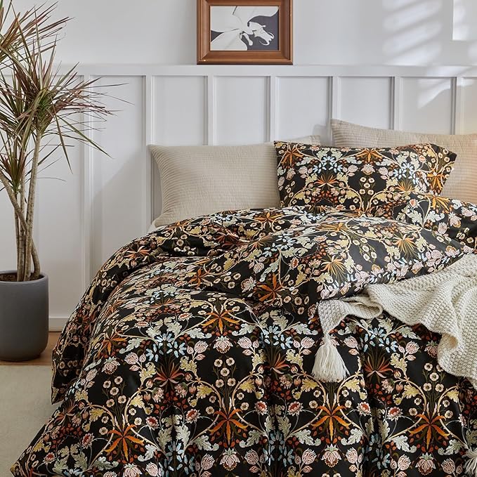 Vintage Floral Comforter Set Twin XL Botanical Flowers Pattern Paisley Comforter with 2 Pillowcases Soft Fluffy Lightweight Floral Bedding Set Vibrant Bohemian Flowers Comforter Set for All Seasons