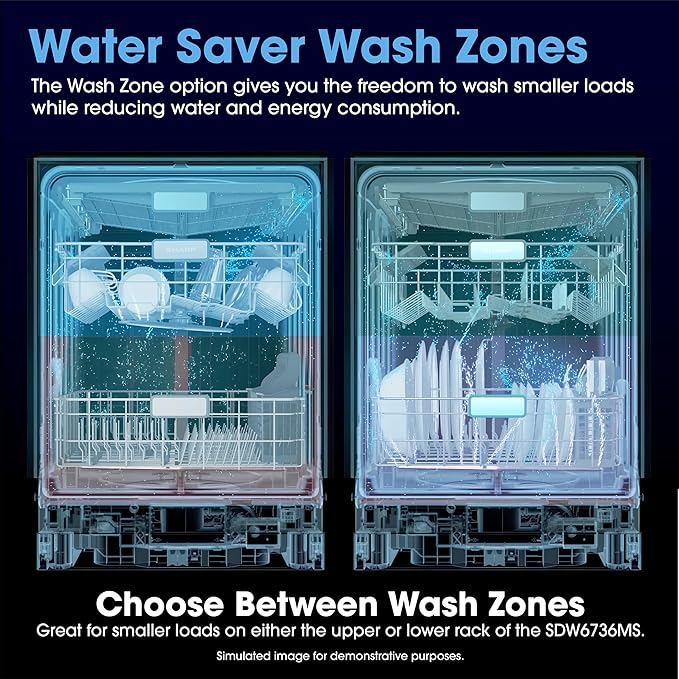 Sharp SDW6736MS 24-inch Stainless Steel Dishwasher, Third Rack, Library Quiet 47 dB, Power Wash Sprayer
