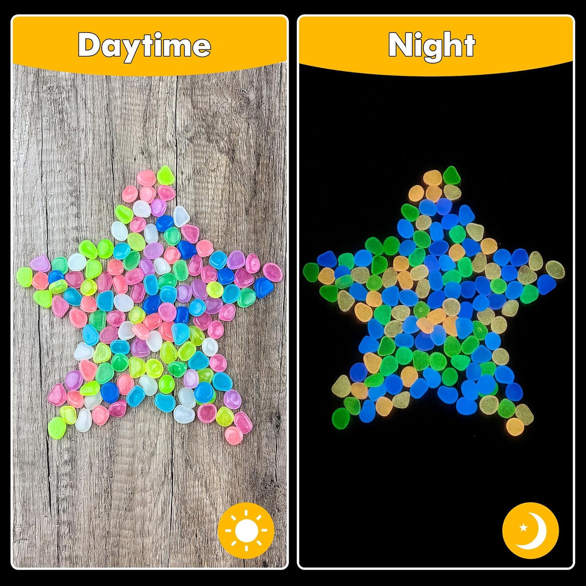 Glow in The Dark Rocks Outdoor Garden Pebbles Stones, 1.2Lbs Fish Tank Glow Rocks Resin Glowing Pebbles for Garden/Aquarium/Planter/Walkway/Driveway,Multi