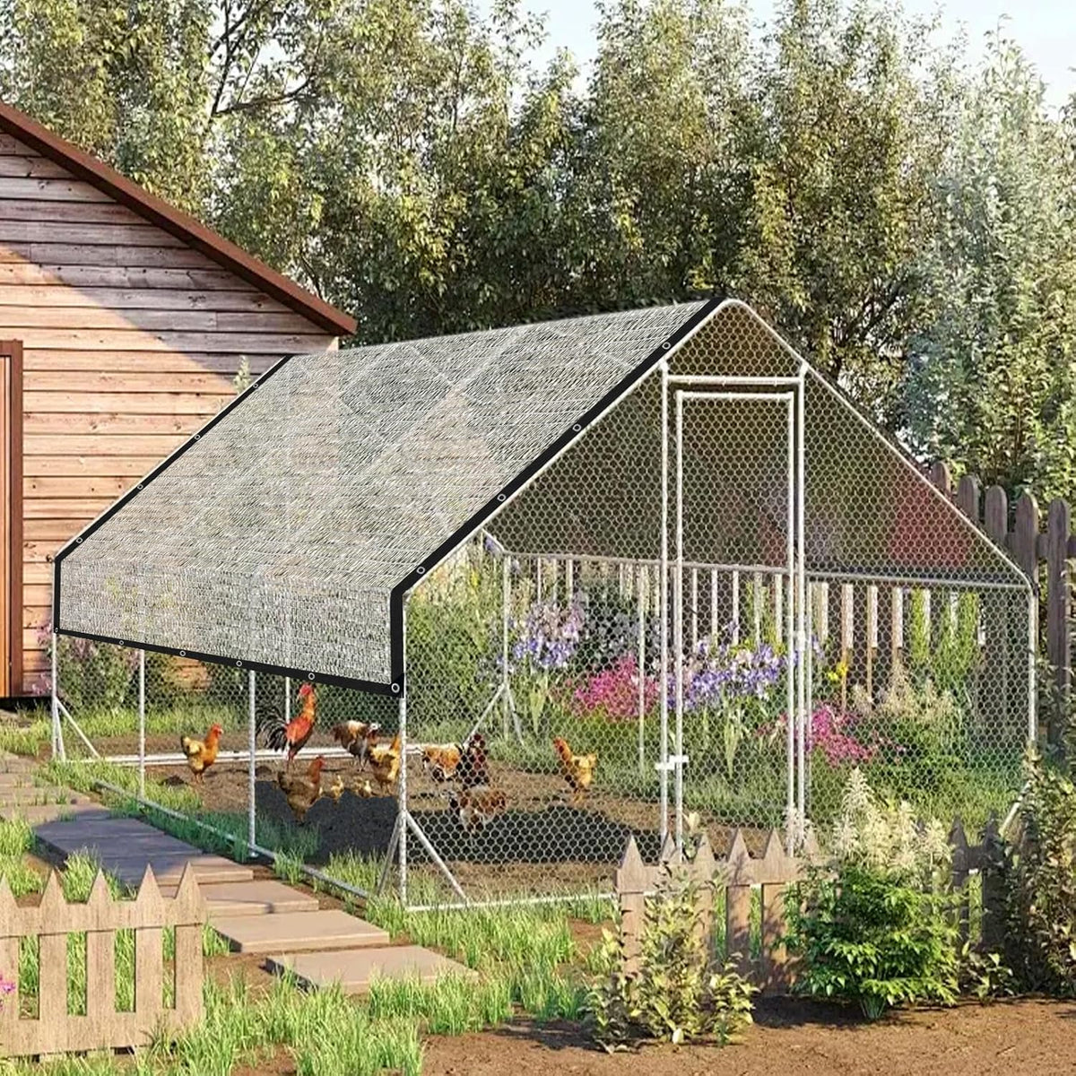 Shade Cloth-80% Aluminum Sunblock Neting,Durable Mesh Tarp with Grommets,Shade Cloth for Garden,Car, Outdoor Pergola,Greenhouse,Chicken Coop and Dog Kennel(Silver)