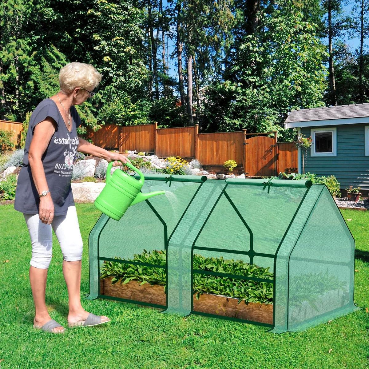 BPS 6x3x3 ft Mini Garden Greenhouse with Dual Covers (PE & PVC) Waterproof, UV-Protected Portable Grow Tent for Flowers, Vegetables, and Herbs in All Seasons