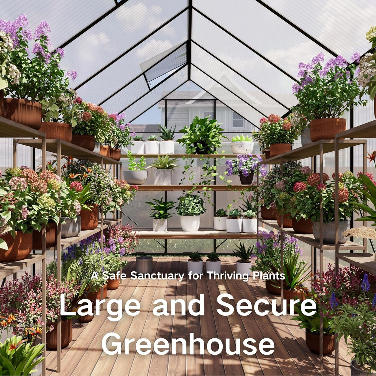 Kingdura 6x12ft Walk-in Greenhouse for Outdoors, Large Polycarbonate Greenhouses with Heavy Duty Aluminum Frame, Adjustable Roof Vent, Lockable Door, UV Protection for Outside Garden Backyard
