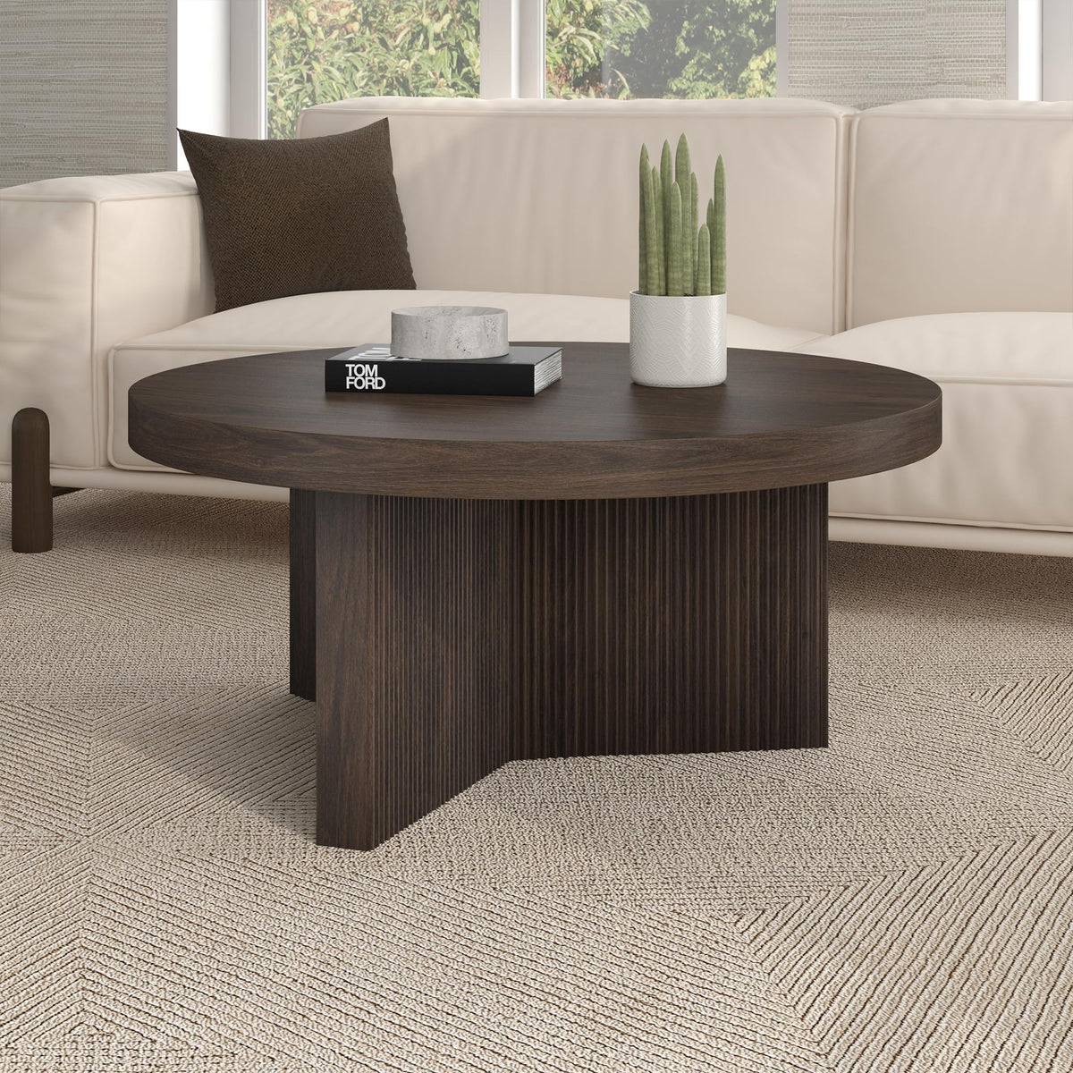 32" Scandinavian Fluted Coffee Table