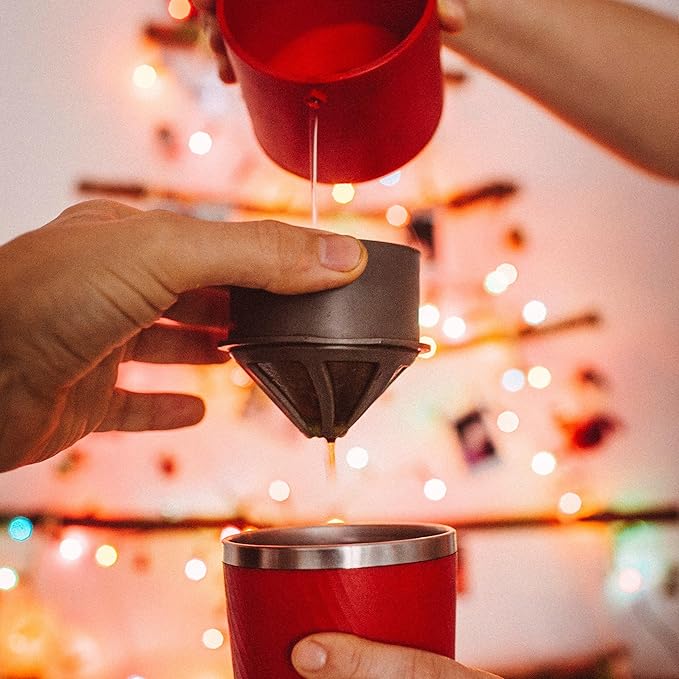 Cafflano Klassic : All-in-1, Drip Kettle+Grinder+Permanent Stainless Filter Dripper+Double-wall Tumbler, Pourover, Coffee Maker for Camping & Travel