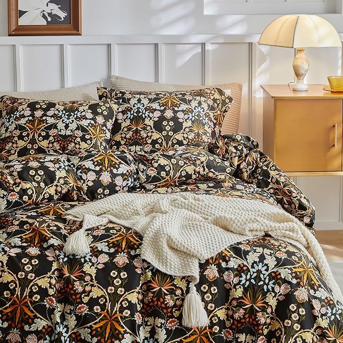 Vintage Floral Comforter Set Twin XL Botanical Flowers Pattern Paisley Comforter with 2 Pillowcases Soft Fluffy Lightweight Floral Bedding Set Vibrant Bohemian Flowers Comforter Set for All Seasons