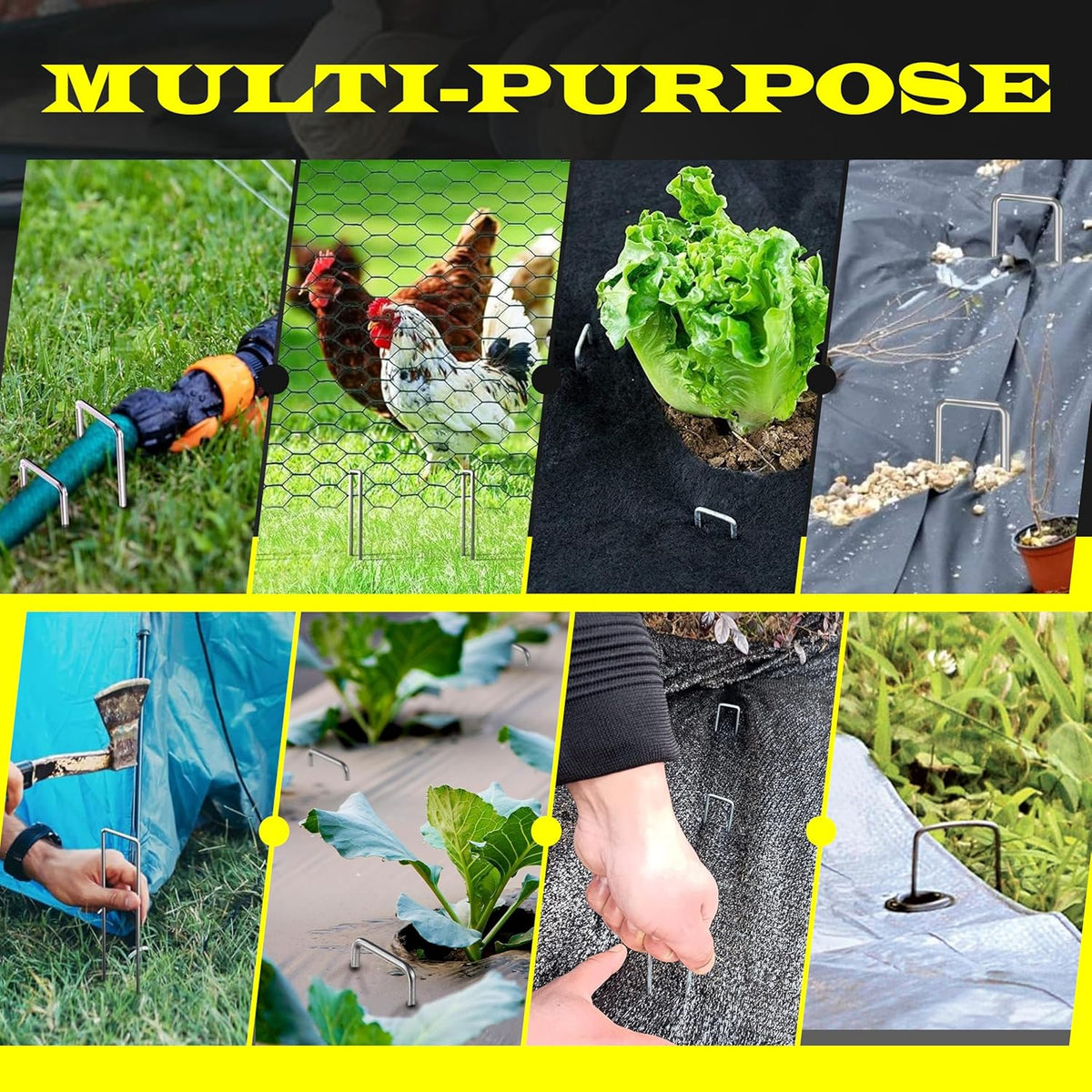 375 Pack x 6 Inch Landscape Staples Galvanised, Fabric Pins, 11 Gauge, Garden Staples, Tent Stakes, Fabric Pins for Lawn, Fence, Tent, Decoration, Weed Barrier, Outdoor. (375 x 6in)