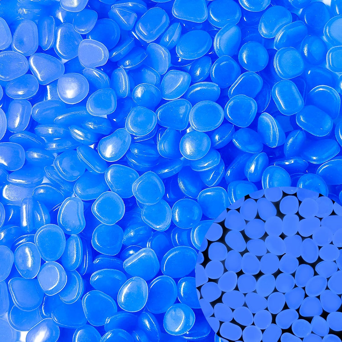 Glow in The Dark Rocks Outdoor Garden Pebbles Stones, 1.2Lbs Blue Fish Tank Glow Rocks Resin Glowing Pebbles for Garden/Aquarium/Planter/Walkway/Driveway