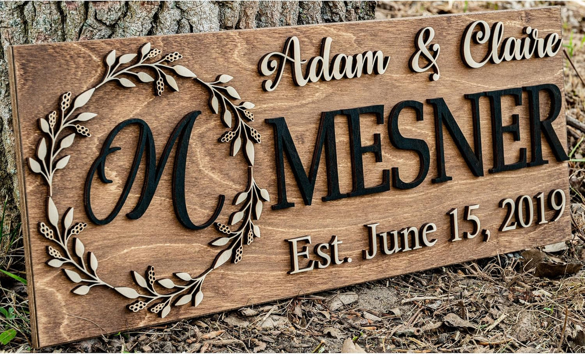 Family Name Sign | Last Name Sign | Custom Wood Sign | Established Sign | Personalized Wedding Gift | Wedding Sign 3D Sign Gift