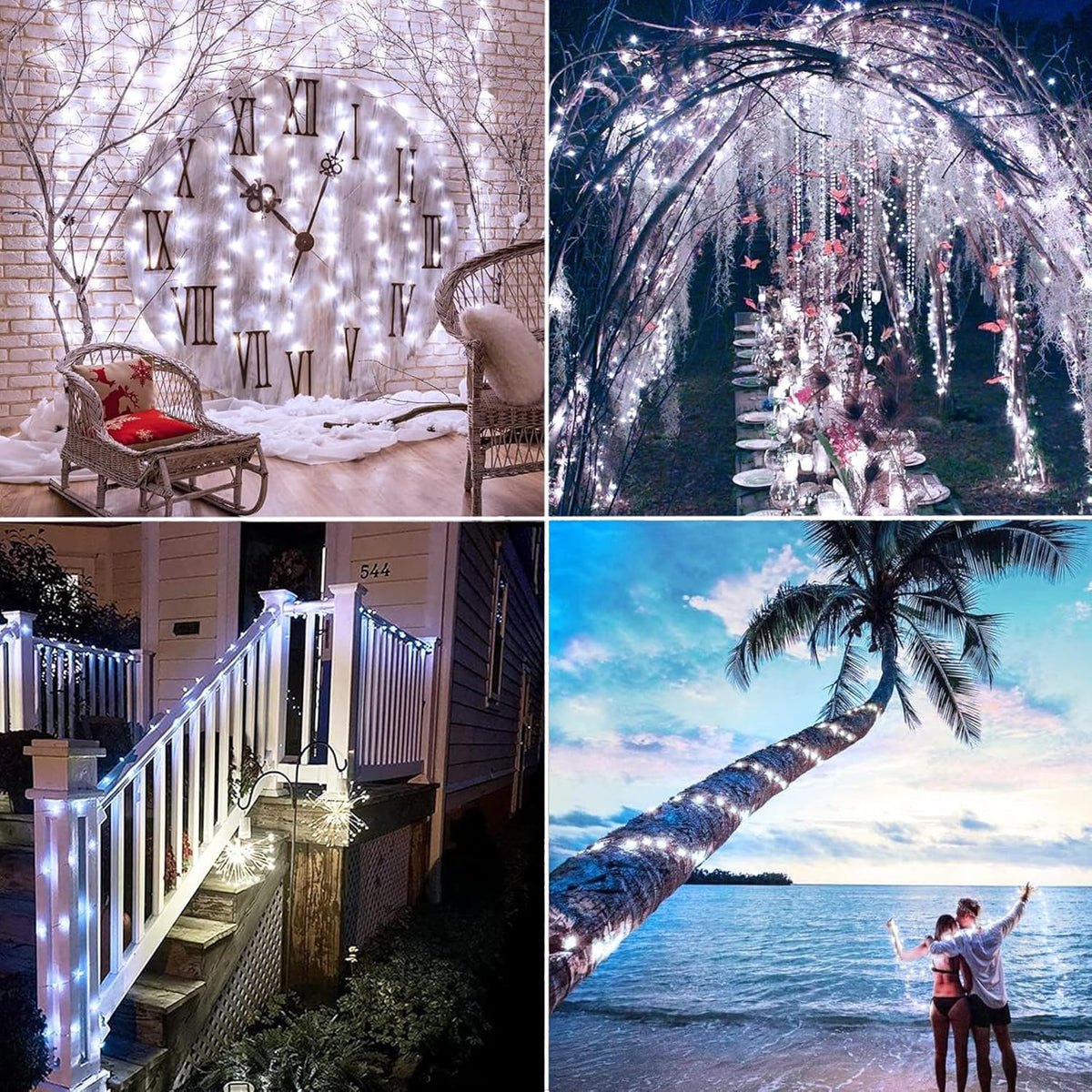 Joomer Solar Fairy Lights, 2-Pack Total 80FT 240LED Solar String Lights Outdoor Waterproof 8 Lighting Modes for Patio Fence Party Garden Yard Home Holiday Tree Outdoor Decoration (White)