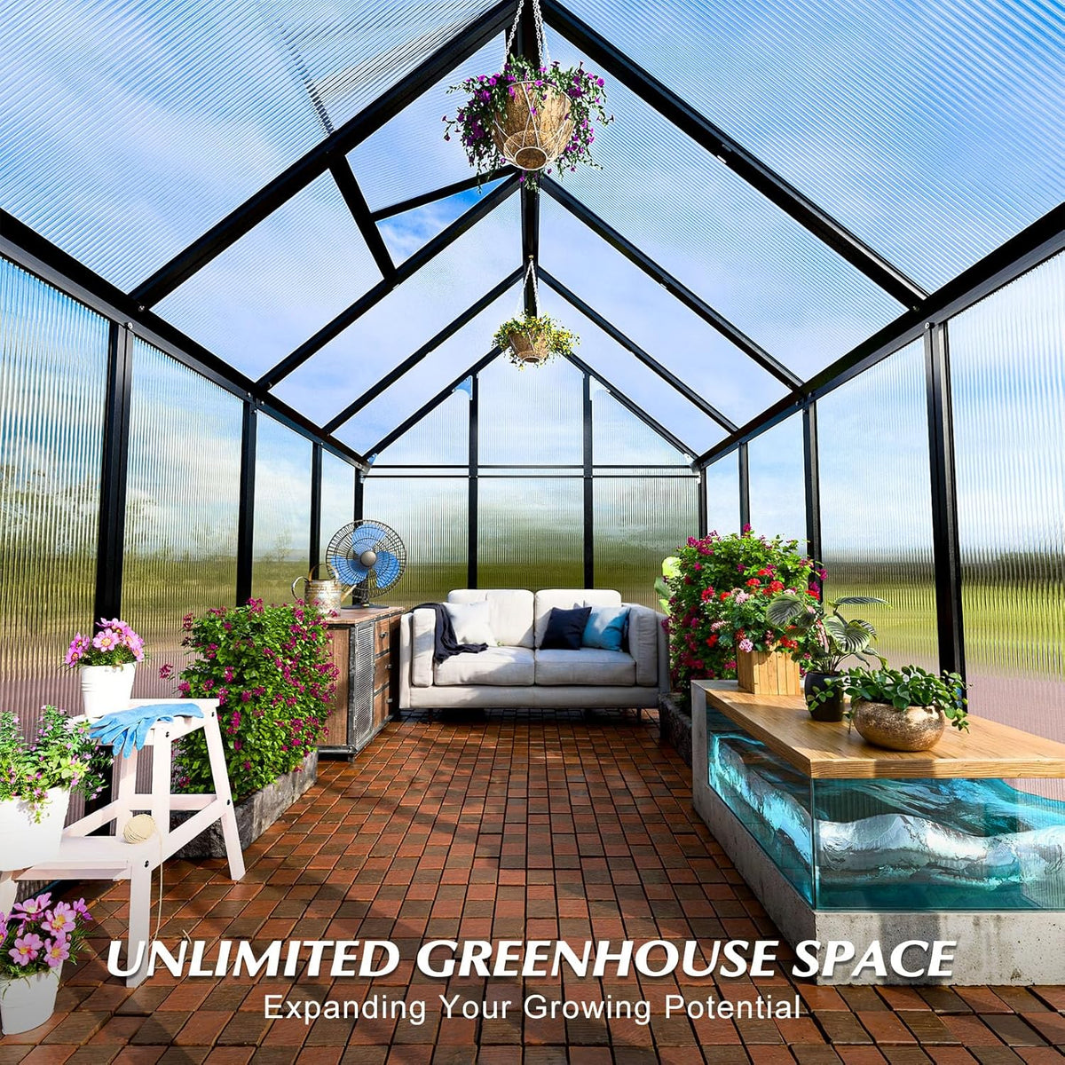 6'x10' Snap-Together Greenhouse - Easy 3-Way Connectors, Heavy-Duty Aluminum Frame, Wind/Snow Resistant for Gardening/Urban Farming, Includes Sliding Door & Ventilation Windows