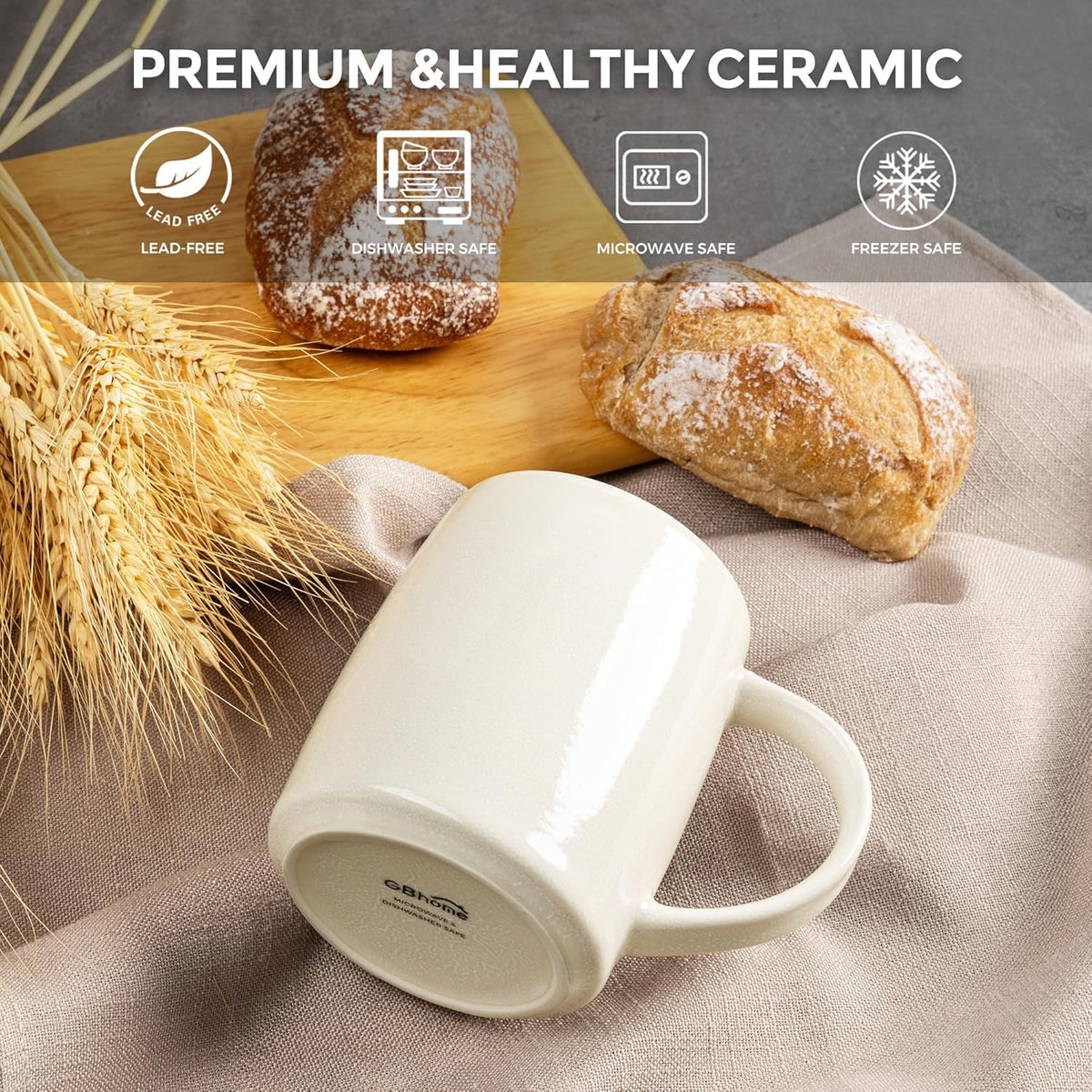 GBHOME Large Coffee Mugs Set of 6, 18oz Handmade Ceramic Coffee Mugs Set with Gradient color for Latte/Tea/Beer/Hot Cocoa, Dishwasher & Microwave Safe