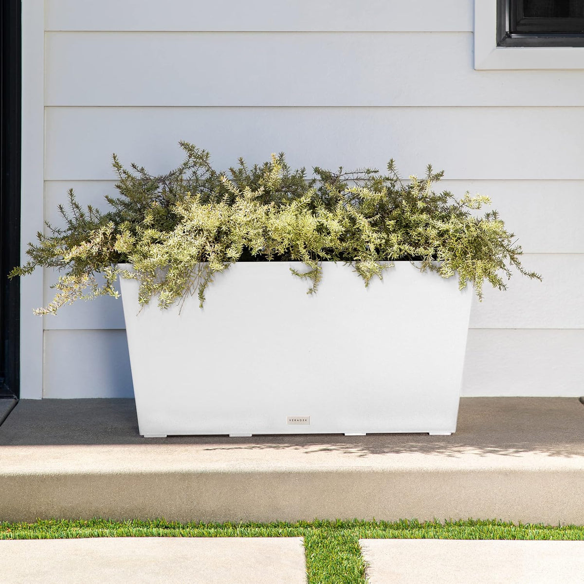 Veradek Pure Series Midori Trough Planter - Large Rectangular Planter for Indoor or Outdoor Deck/Porch | Durable All-Weather Use with Drainage Holes | Modern Decor for Shrubs, Flowers, Small Plants