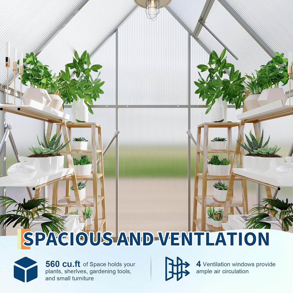 6'X4' Aluminum-Framed Polycarbonate Greenhouse, Heavy Duty Polycarbonate Greenhouse with Quick Setup Structure and Roof Vent, Large Enhanced Aluminum Greenhouses Kit for Outdoors